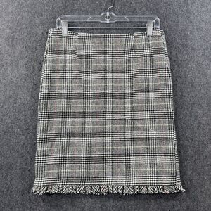 Trina Turk Skirt Women's 2 Black Multicolor Herringbone Tweed Pencil Wool Blend